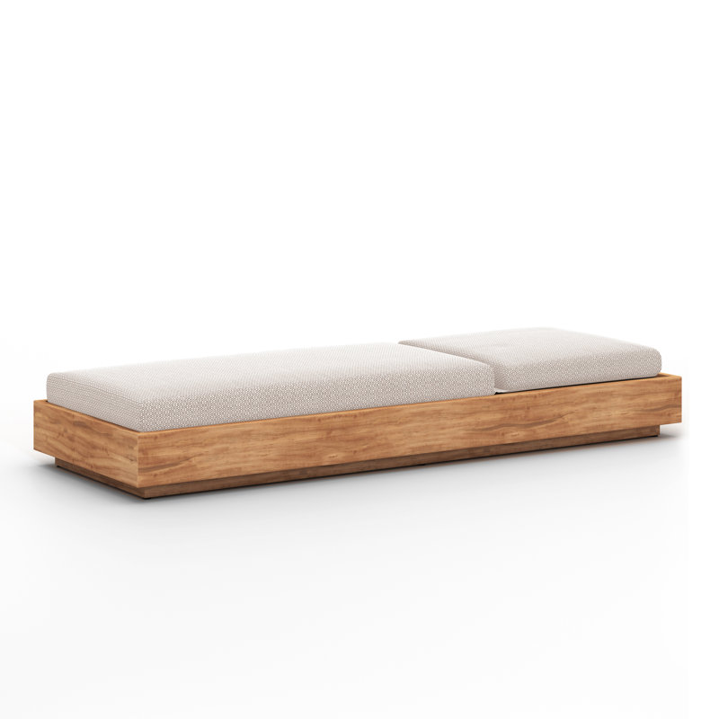 Kinta Outdoor Teak Chaise Lounge, Faye Sand
