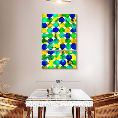 Blue Yellow Green Abstract Flowing Paint Pattern
