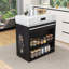 Îlot de cuisine roulant extensible avec table rabattable, prise de courant encastrée et armoire vitrée-354927828-354927834