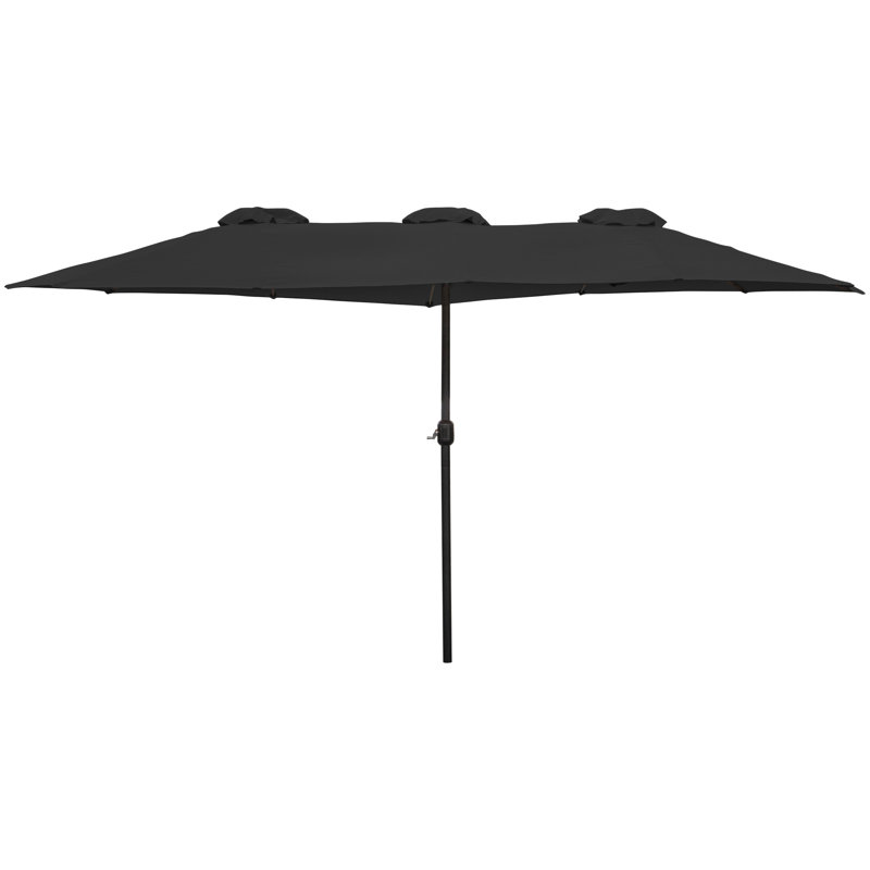 Parasol de marché d'extérieur 15 'avec manivelle, Noir