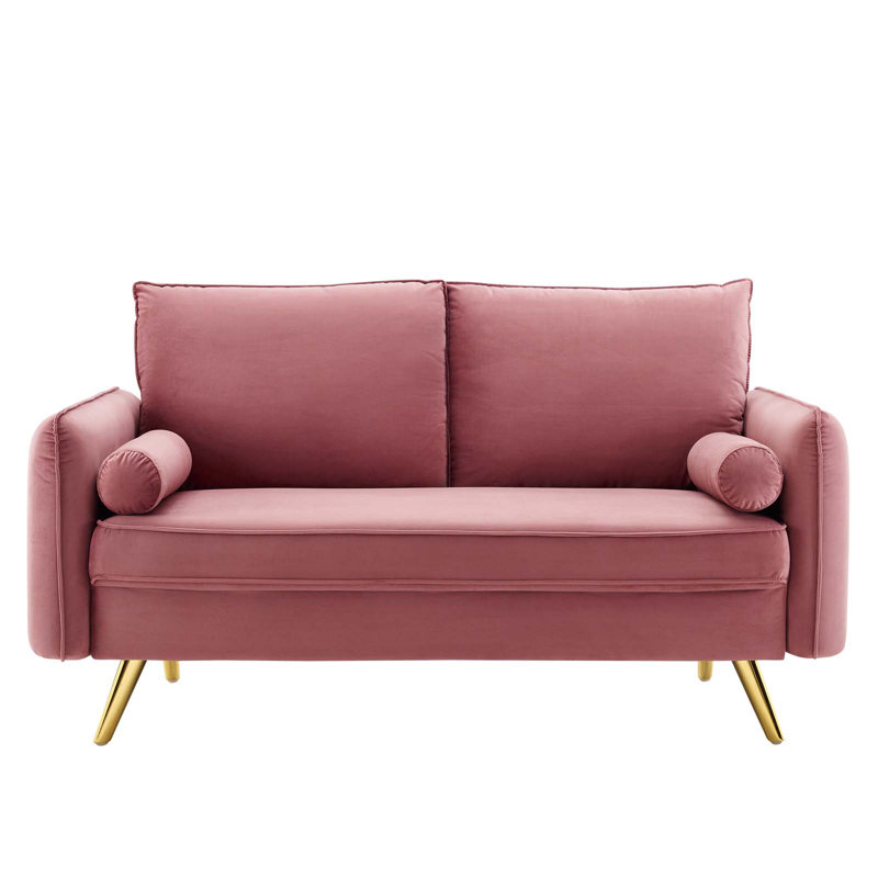Revive Performance Velvet Loveseat, Dusty Rose