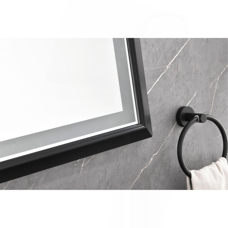 Miroir de salle de bain surdimensionné à DEL à cadre rectangulaire anti-buée
