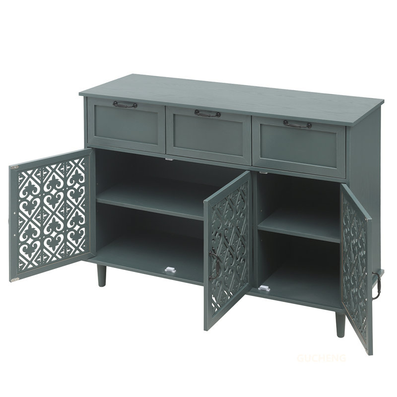 Armoire 3 tiroirs exquise à 3 portes pour différentes pièces, rehaussant le décor, Vert