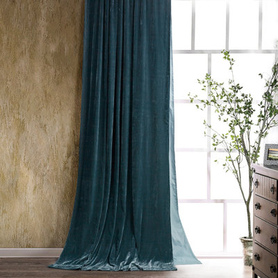 Stella Solid Color Faux Silk Velvet Romantic Western 48x108 inch Single Curtain Panel
