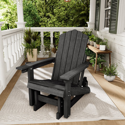 Smooth Motion Glider Adirondack Chair, 3-Position Adjustable Outdoor Chair, HDPE Easy Assembly & Ergonomic Back Support for Patio