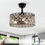 Ventilateur de plafond en cristal noir mat 18 po avec lumière (ampoules non incluses)-1473998068