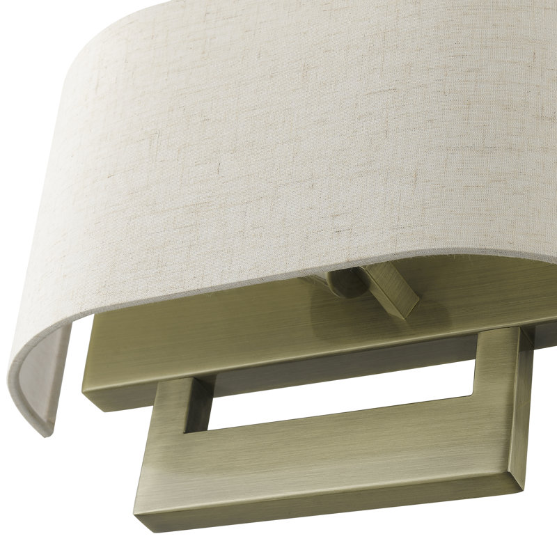 Applique murale en acier Rakhee, Laiton antique, Beige, H 9 po x l 13 po x P 3,95 po