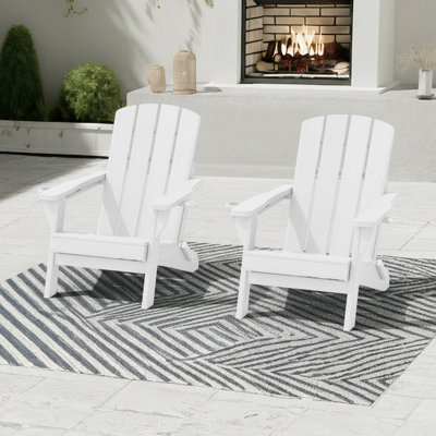  Folding Adirondack Chairs Weather-Resistant HDPE Outdoor Firepit Chairs With Cup Holder