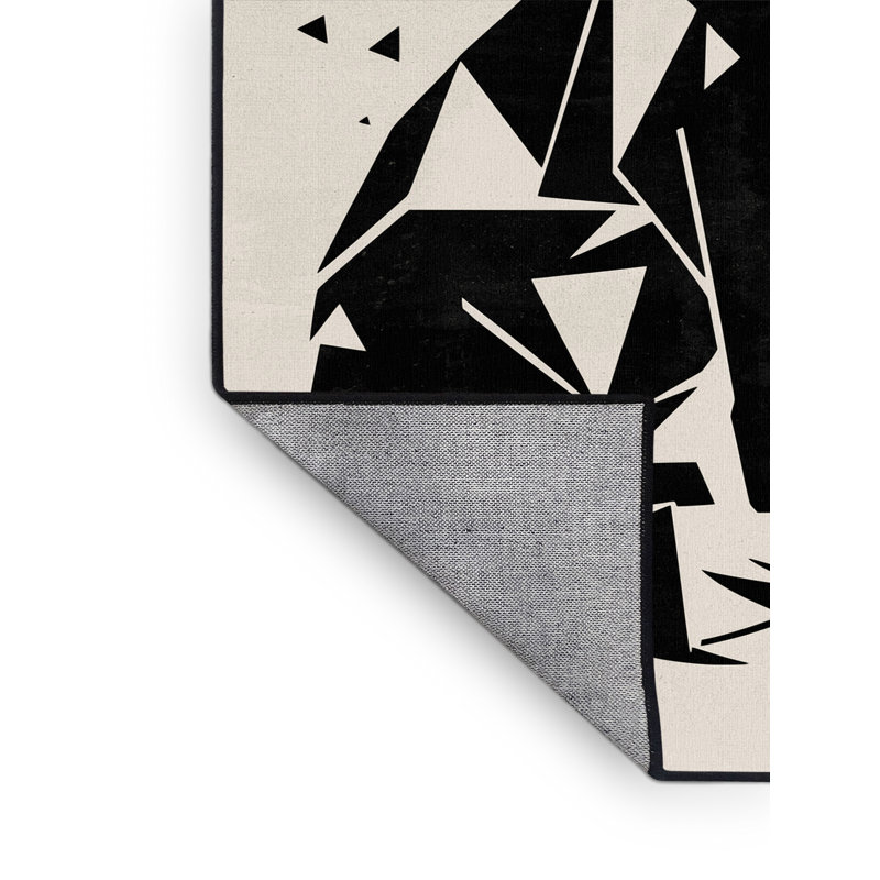 Machine Washable Osazee Coyote Modern Rustic Geometric Rug in Beige – Black Binding, 7x9