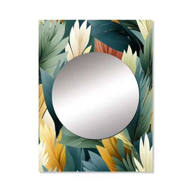 Rayce Jungle Tropical Plams Composition - tropical  Unique Wall Mirror Decor, Tropical Large Mirror, Printed Metal Art