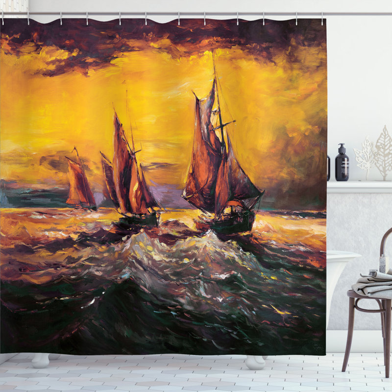 Shower Curtain with Hooks Included, 75"H x 69"W