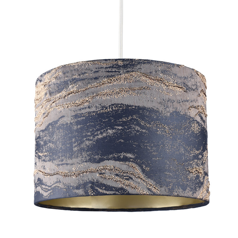 18cm H Cotton Drum Lamp Shade ( No Direct Attachment Method ) in Blue