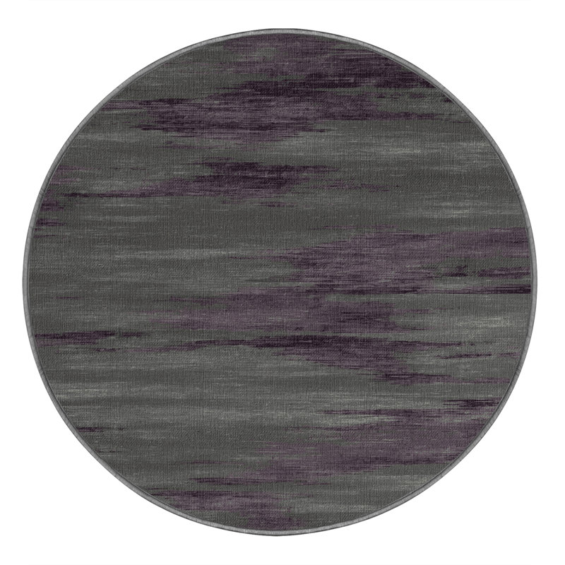 Tapis abstrait gris lavable à la machine, Rond 3 pi