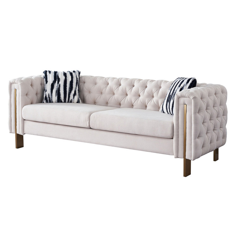 Velours, Velours beige, H 29,13 po x l 84,25 po x P 30,7 po