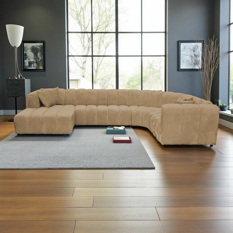 5 Seater Corner Sofa, Left Hand Facing, Dark Beige