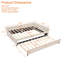 Lit de jour rembourré avec lit gigogne, structure de lit en bois robuste, conception de grille de diamant moderne, pour chambre à coucher, chambre d'amis (beige)-657720855