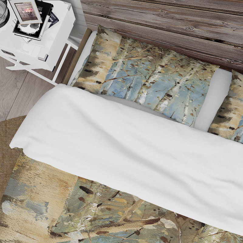 Twin Blue and Beige Microfiber Duvet Cover Set