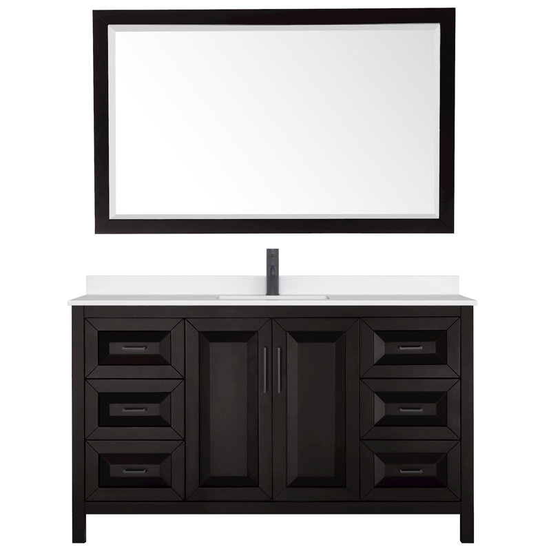 Daria 60'' W Single Vanity, Matte Black, Gray, White Quartz