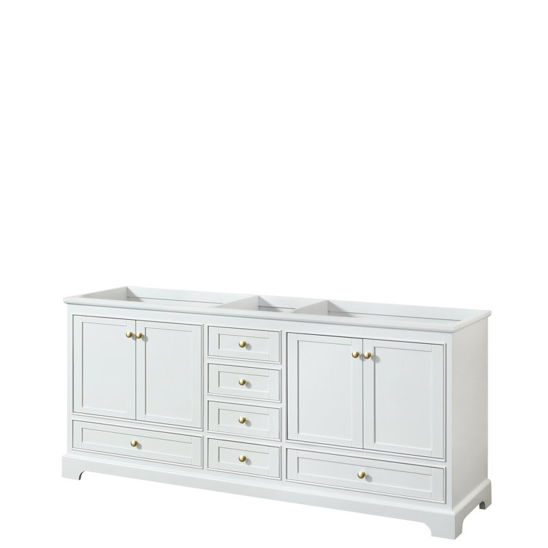 Base de meuble-lavabo double Deborah, Blanc / or