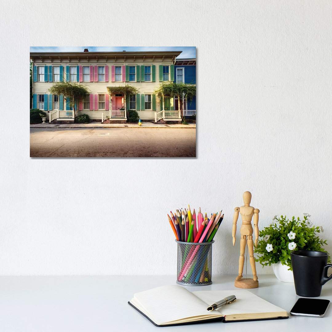 Historic Houses, Savannah, Georgia by George Oze - Wrapped Canvas Print