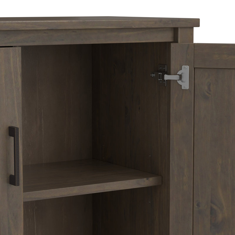 Smoky Brown Wood Freestanding Office Storage Cabinet with Adjustable Shelving