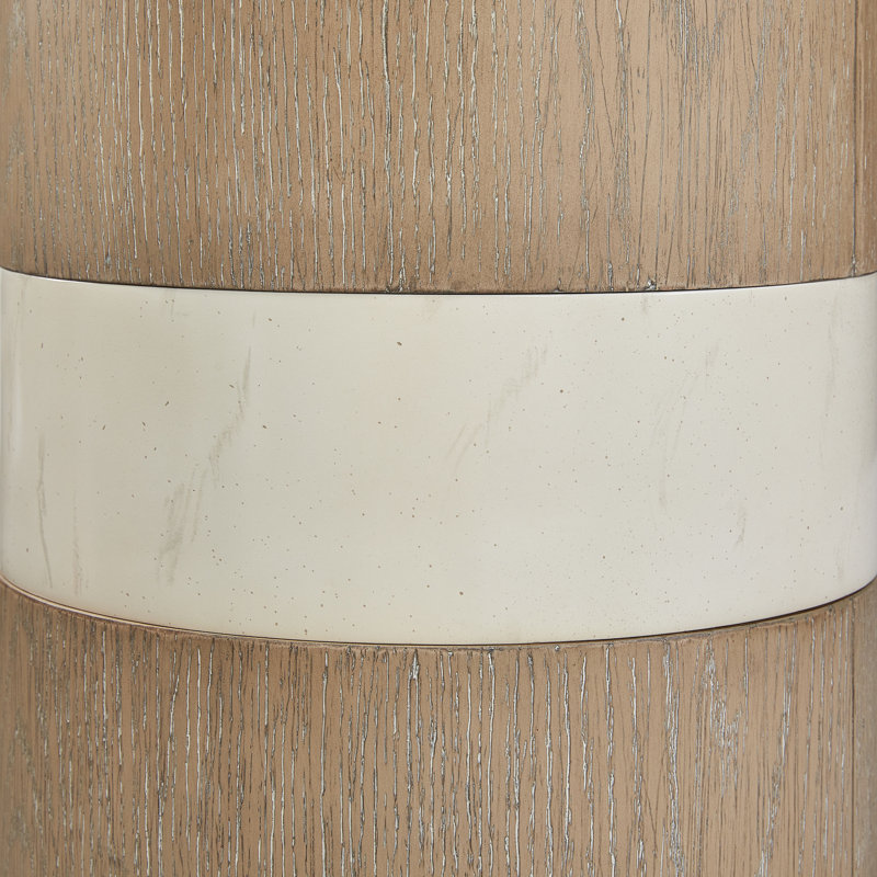 Spot Table Toffee With Drum - Inspired Shape Cream Marble Wrapped Middle Functional For Side Sculptural Cylindrical Design Band Ideal Bedside In Living Areas Bedrooms