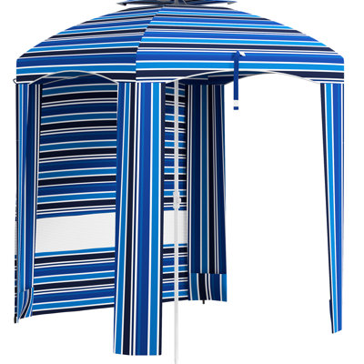 Parasol portatif d'extérieur portatif avec double-dessus, murs, évents, sacs de sable, sac de transport, rayure bleue, accessoire de protection solaire de 5,8 pi x double-dessus avec abat-jour