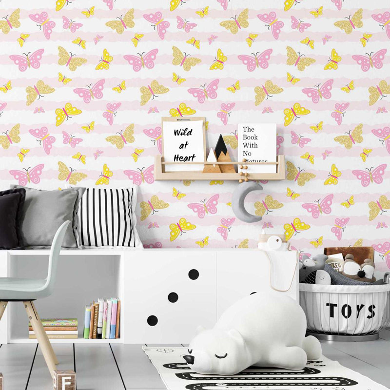Rouleau de papier peint auto-adhésif L 8,5 pi x l 24 po Elnora Butterflies