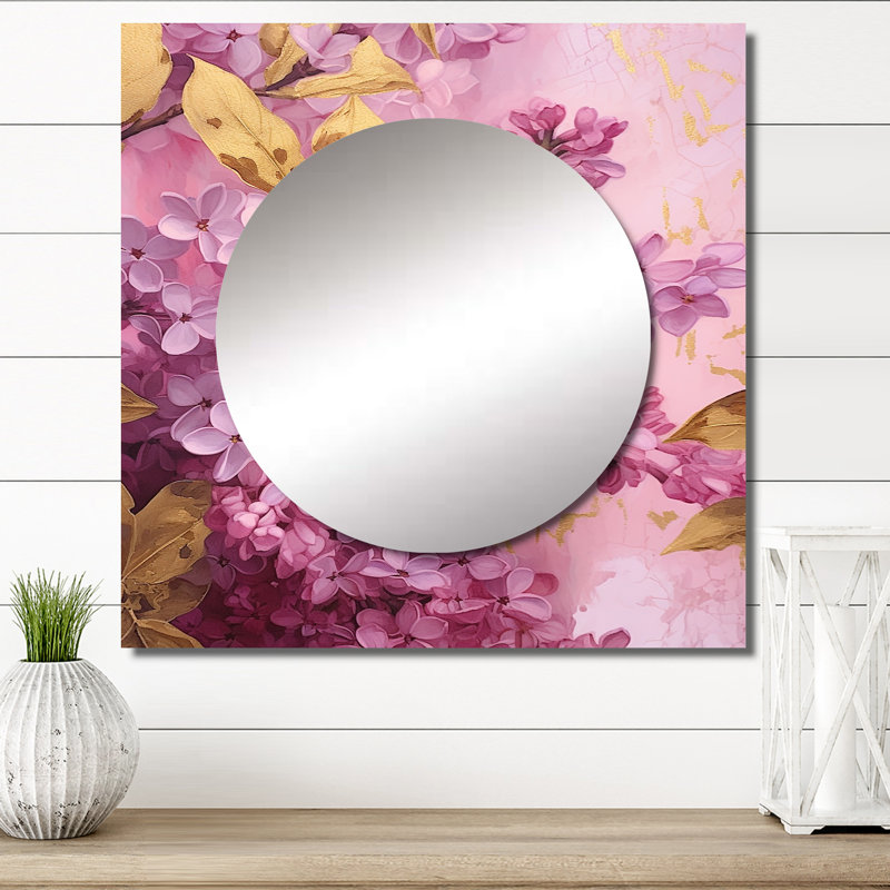 Miroir mural de salon Avieon - lilas or rose, 29 po x 29 po