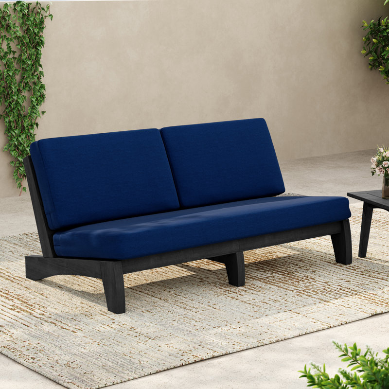 Patio Outdoor Sofa with Cushions, Navy, Black