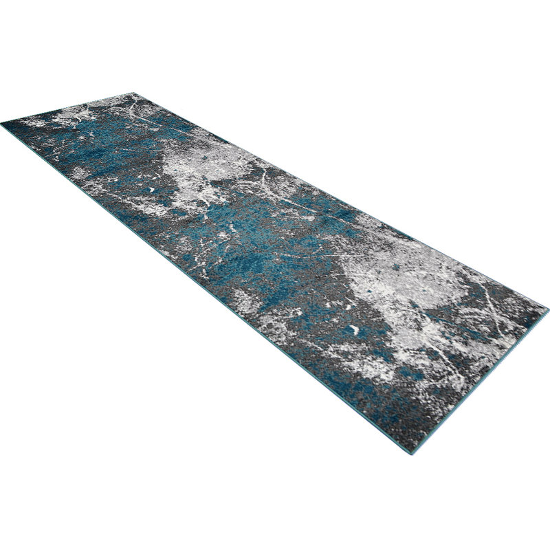 Tapis traditionnel argenté antidérapant Costales - Tapis lavable fabriqué en machine Argent et couleur ivoire | Conception abstraite | Tapis de salon, chambre à coucher