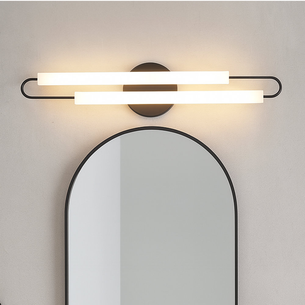 Eliseo Single Frosted Dimmable LED Bath Sconce, Black