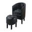 Chaise d'appoint - Repose-pieds rembourré en similicuir noir de style moderne avec dossier rond