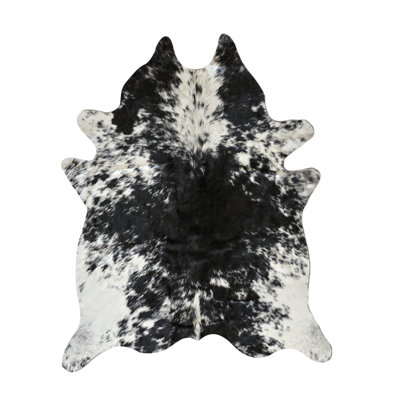 Abhinav 6' x 7' Black and White Cowhide Cowhide Area Rug