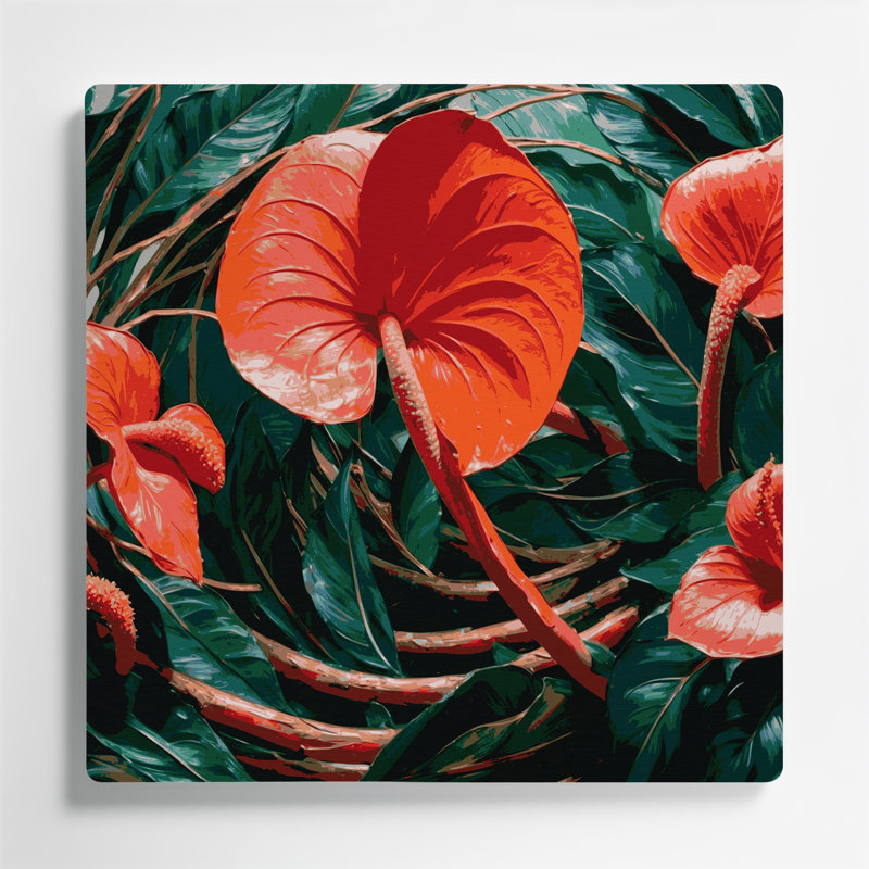 Art mural en métal Botanical Flamingo, H 12 po x l 12 po