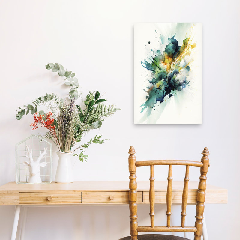Vibrant Watercolor Burst Abstract Contemporary Modern Wall Art Print by Mauro - Wrapped Canvas Print, 60.96cm H x 40.64cm W