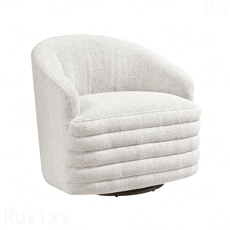 Chaise d'appoint - Mousse en chenille beige à fonction pivotante de style contemporain idéale pour les chambres relaxantes