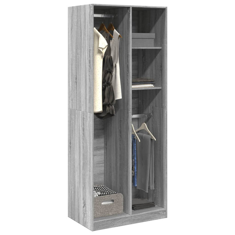 Ruri Manufactured Wood Wardrobe, 80 x 50 x 200 cm, Grey Sonoma