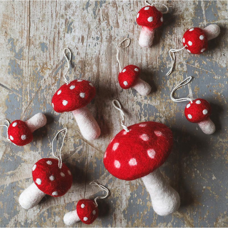 Felted Festive 2.25'' Handmade 100% Wool Plants & Flowers Shatterproof Hanging Figurine Ornament