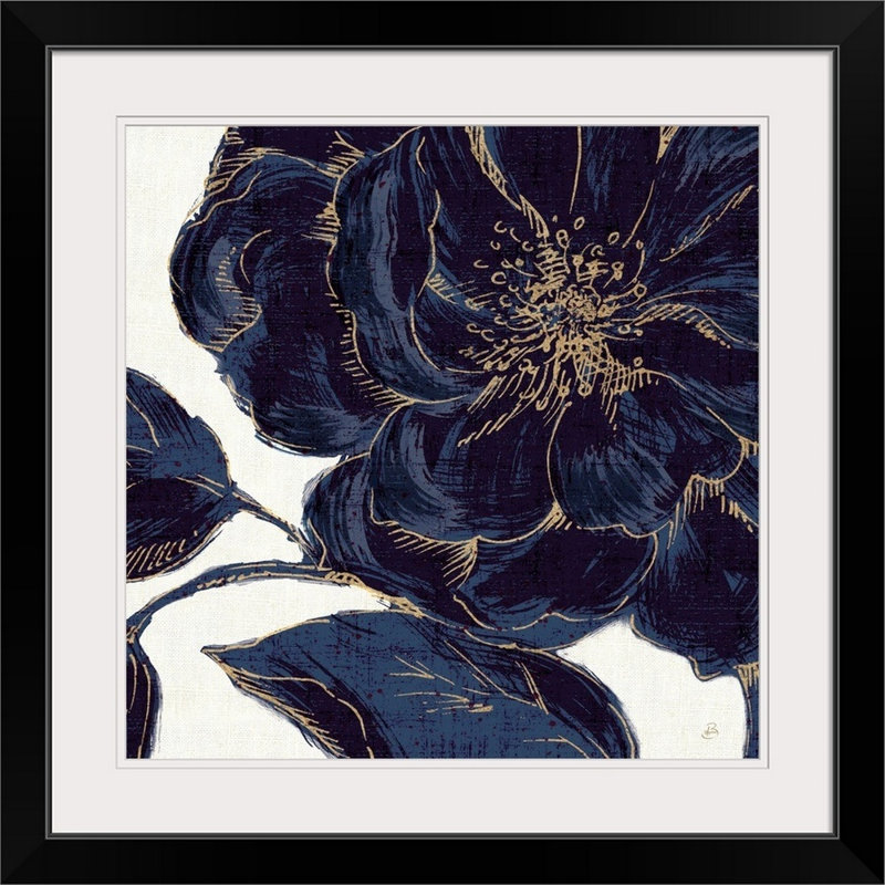 «Indigo Garden II», reproduction d'impression, Cadre noir, H 24 po x l 24 po x P 1 po