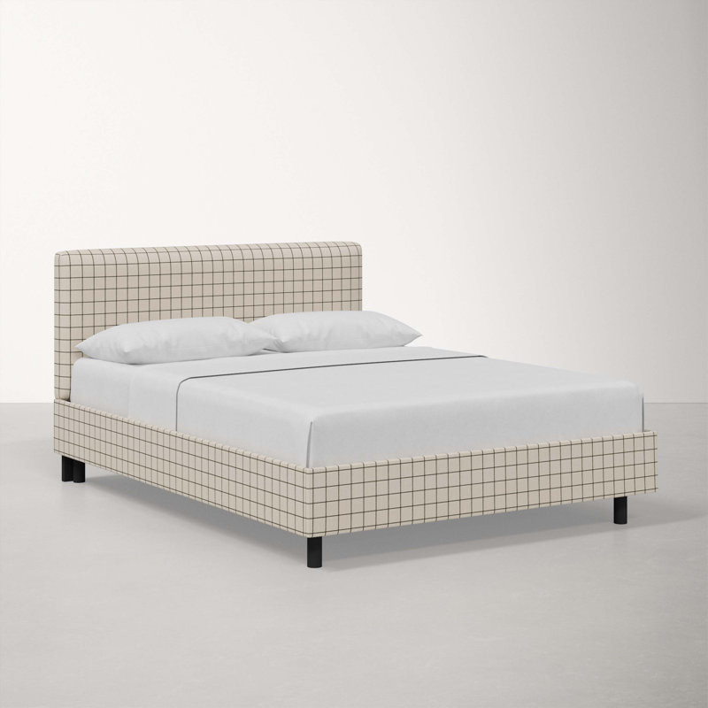 Eisley Upholstered Platform Bed, Twin, Evelyn Natural Asbtract