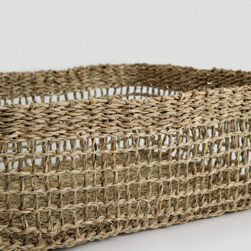 Panier rectangulaire en ruppie maritime Siwa - grand, 16.1, H 5 po x l 11,8 po x P 15,75 po