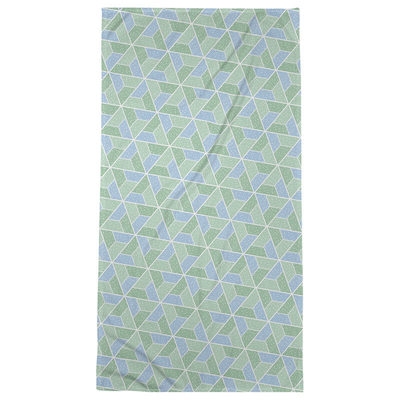 Serviette de bain trapézoïde, Vert/bleu