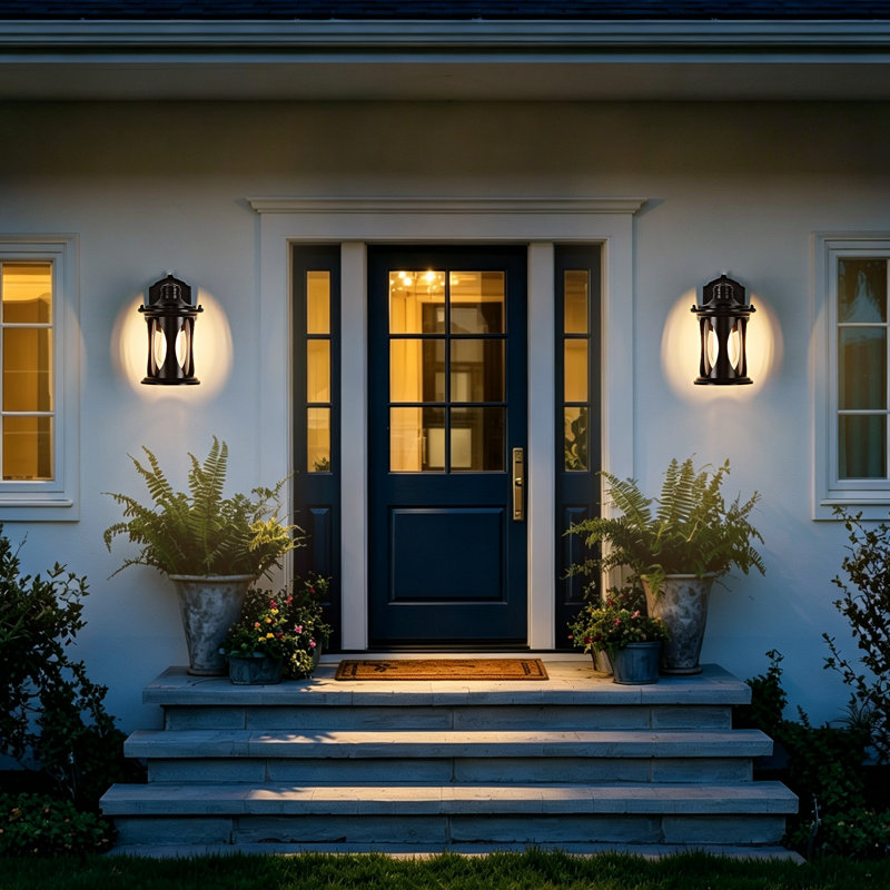 Lampe murale d'extérieur moderne brun Dusk to Dawn avec base E26 et verre trempé, rouille et imperméable (ensemble de 2)