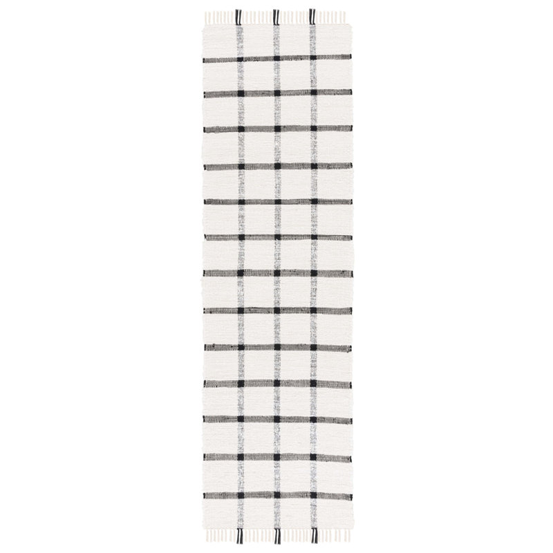 Abira Handwoven Recycled Cotton Plaid Rug, Runner 2'3" x 8'