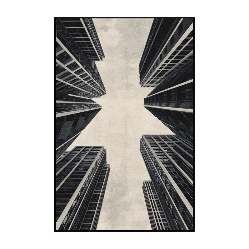 Machine Washable Ottavio Modern & Contemporary Geometric Rug in Beige – Black Binding, 4 x 6