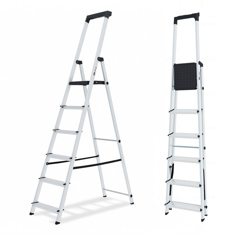  Escabeau, échelle pliante en 6 étapes, capacité de poids de 330 lb, marchepieds larges et antidérapants, marchepied en aluminium léger avec plateau à outils