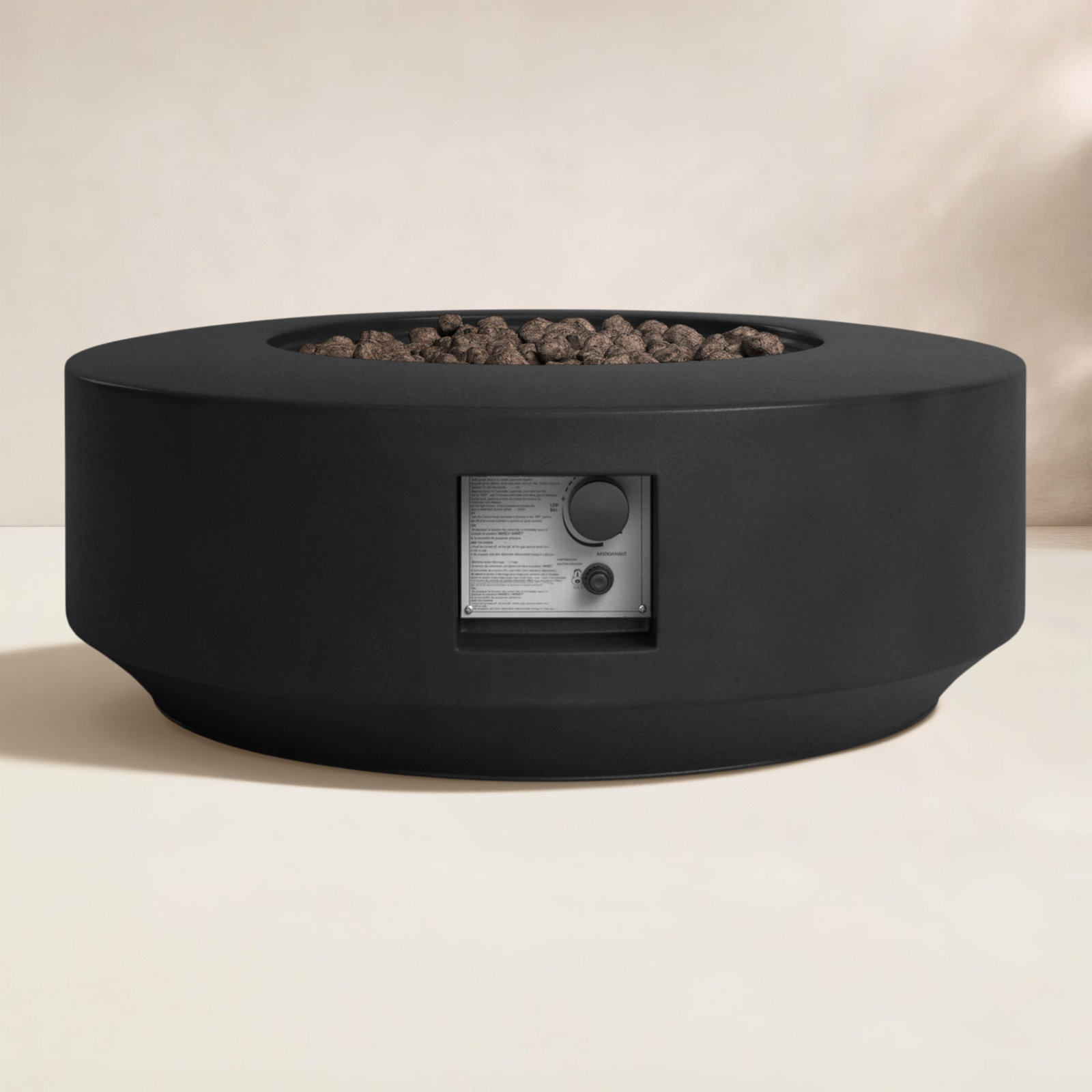 Rashid Round Fire Pit Table, Charcoal
