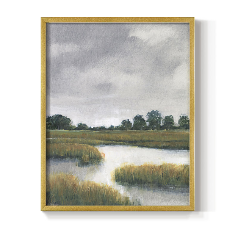 Salt Marshes II Framed Print - Solid Wood, Gold, 14" H x 11" W