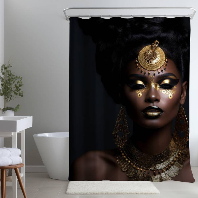 Shower Curtain FI94 – Polyester Shower Curtain, Dye Sublimation Print, 71" W × 74" L